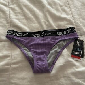 Speedo Purple Ribbed Swimwear Bikini Bottom with Sporty Waistband Size M NWT